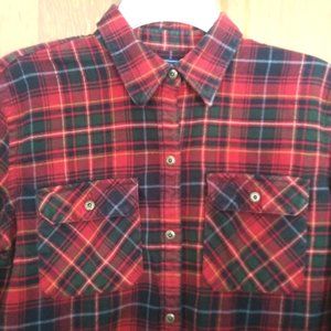 Chaps Womens Flannel Shirt Plaid Size L Button Up Long Sleeve